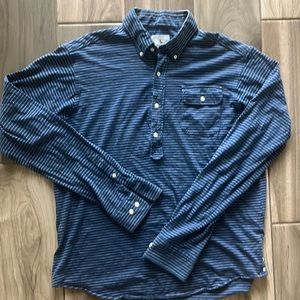 GANT by Michael Bastian blue w/white striped long sleeve polo. Size XL